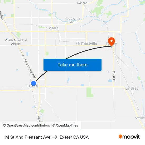 M St And Pleasant Ave to Exeter CA USA map