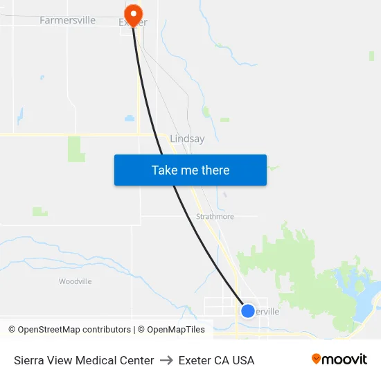 Sierra View Medical Center to Exeter CA USA map
