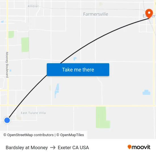 Bardsley at Mooney to Exeter CA USA map