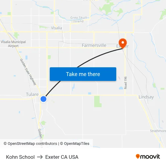Kohn School to Exeter CA USA map