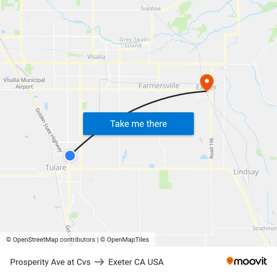 Prosperity Ave at Cvs to Exeter CA USA map