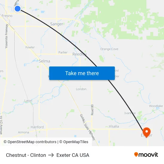 Chestnut - Clinton to Exeter CA USA map