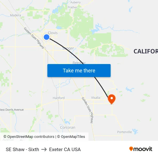 SE Shaw - Sixth to Exeter CA USA map