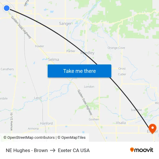 NE Hughes - Brown to Exeter CA USA map
