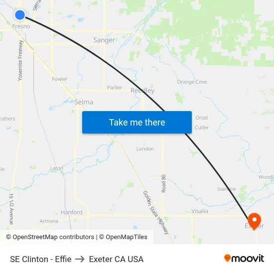 SE Clinton - Effie to Exeter CA USA map