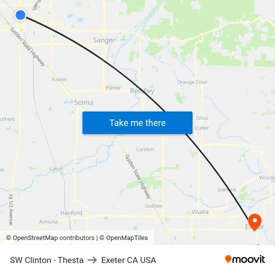 SW Clinton - Thesta to Exeter CA USA map