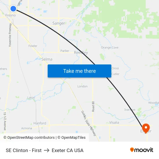 SE Clinton - First to Exeter CA USA map