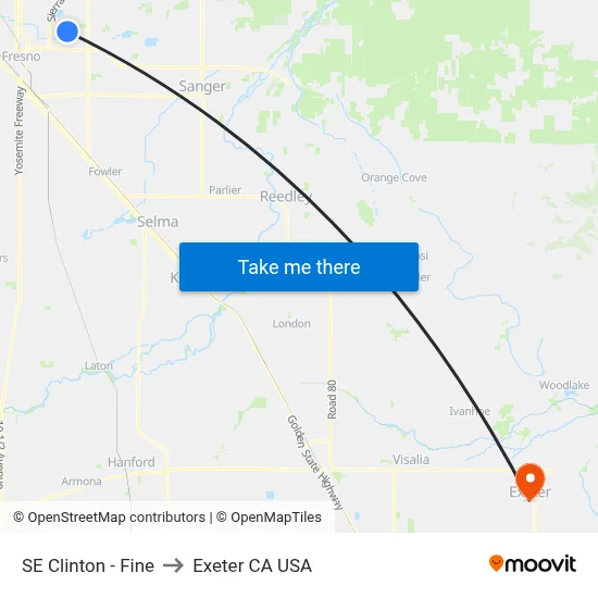 SE Clinton - Fine to Exeter CA USA map