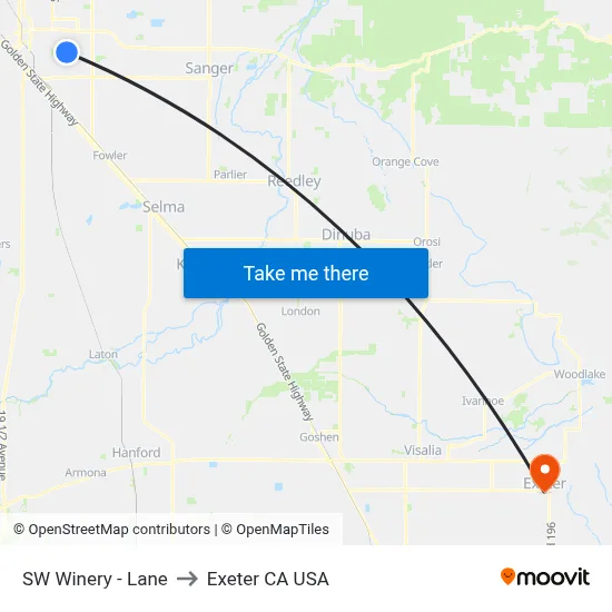SW Winery - Lane to Exeter CA USA map