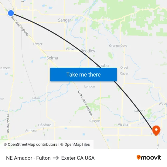 NE Amador - Fulton to Exeter CA USA map