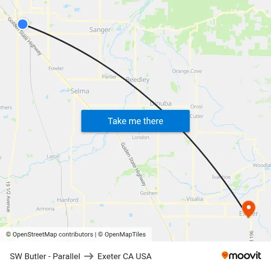 SW Butler - Parallel to Exeter CA USA map