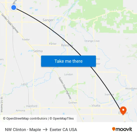 NW Clinton - Maple to Exeter CA USA map