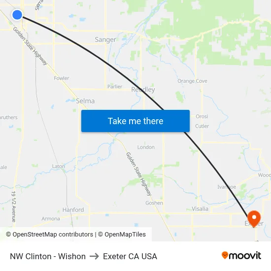 NW Clinton - Wishon to Exeter CA USA map