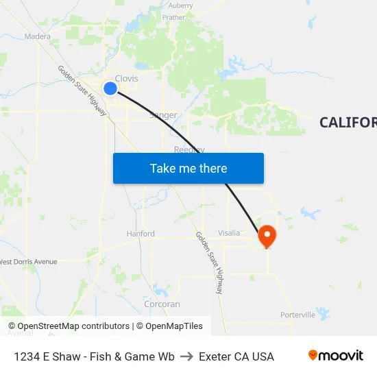 1234 E Shaw - Fish & Game Wb to Exeter CA USA map