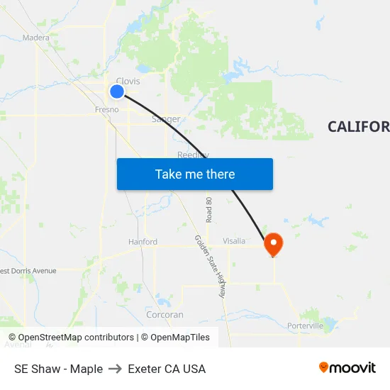 SE Shaw - Maple to Exeter CA USA map
