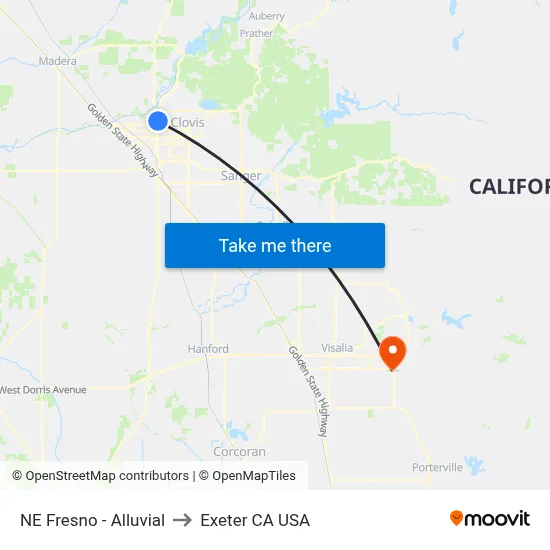 NE Fresno - Alluvial to Exeter CA USA map