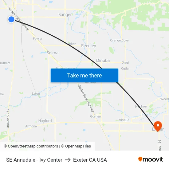 SE Annadale - Ivy Center to Exeter CA USA map
