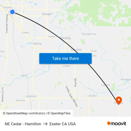 NE Cedar - Hamilton to Exeter CA USA map