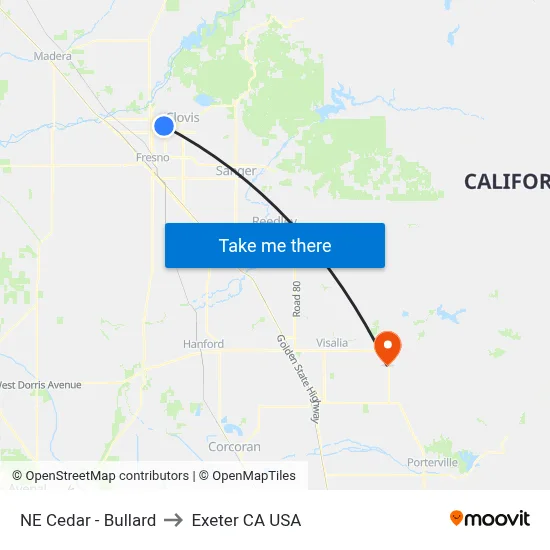 NE Cedar - Bullard to Exeter CA USA map