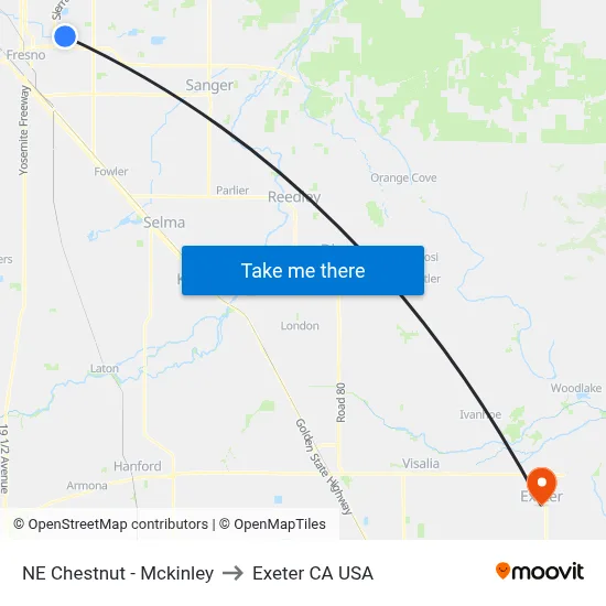 NE Chestnut - Mckinley to Exeter CA USA map