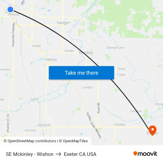 SE Mckinley - Wishon to Exeter CA USA map