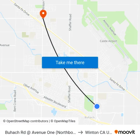 Buhach Rd @ Avenue One (Northbound) to Winton CA USA map
