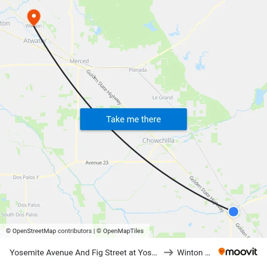 Yosemite Avenue And Fig Street at Yosemite Christian Church to Winton CA USA map