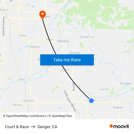 Court & Race to Sanger, CA map