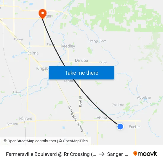 Farmersville Boulevard @ Rr Crossing (N) to Sanger, CA map