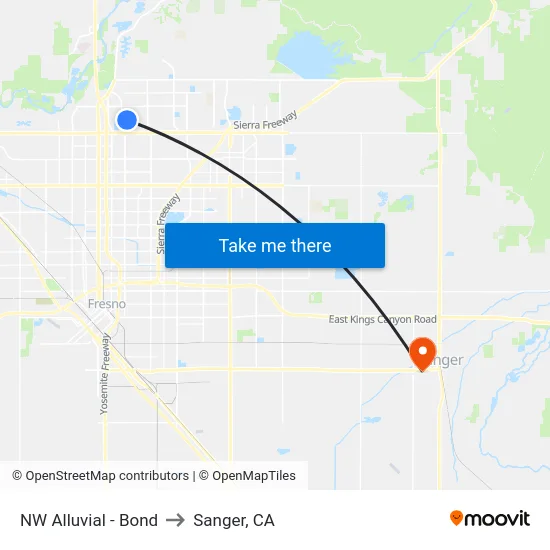 NW Alluvial - Bond to Sanger, CA map