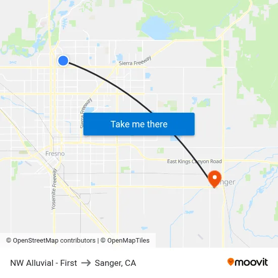 NW Alluvial - First to Sanger, CA map