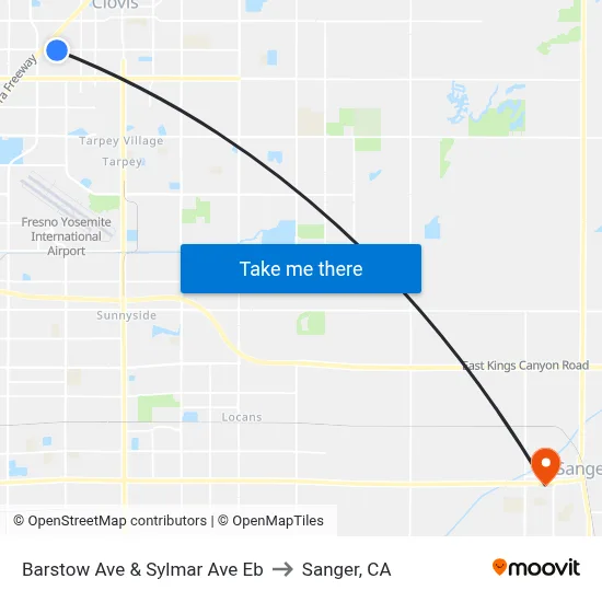 Barstow Ave & Sylmar Ave Eb to Sanger, CA map