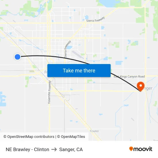 NE Brawley - Clinton to Sanger, CA map