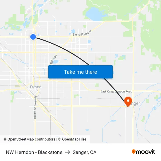 NW Herndon - Blackstone to Sanger, CA map
