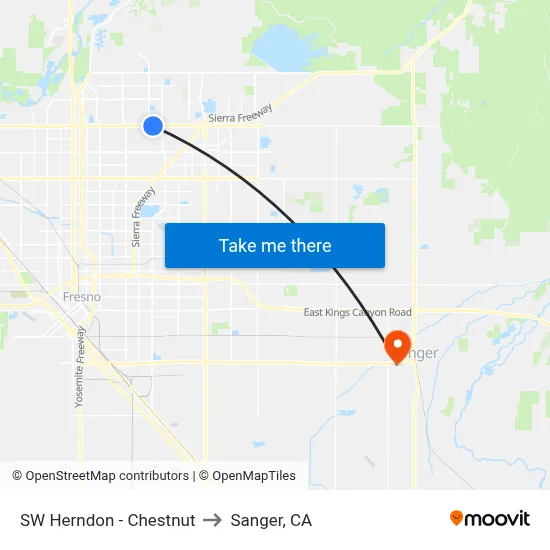SW Herndon - Chestnut to Sanger, CA map