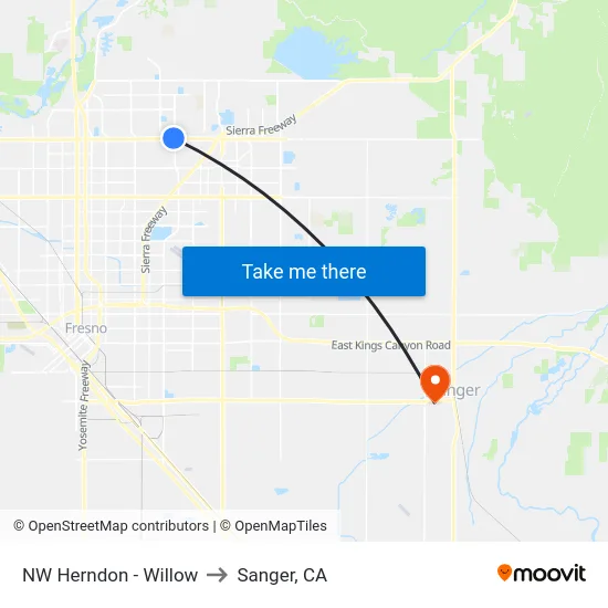 NW Herndon - Willow to Sanger, CA map