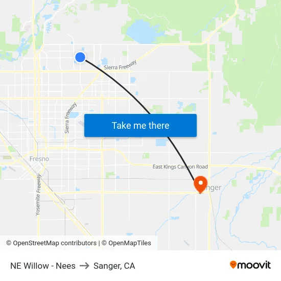 NE Willow - Nees to Sanger, CA map