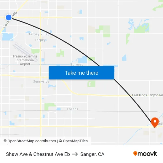 Shaw Ave & Chestnut Ave Eb to Sanger, CA map