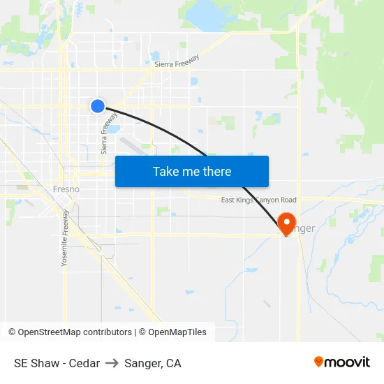 SE Shaw - Cedar to Sanger, CA map