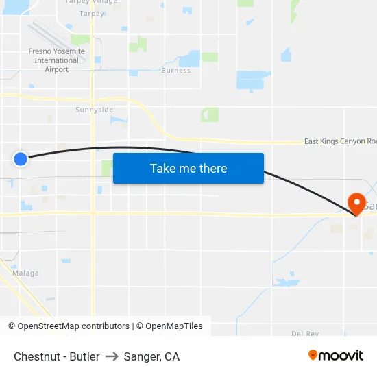 Chestnut - Butler to Sanger, CA map