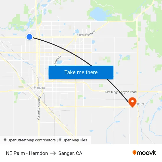 NE Palm - Herndon to Sanger, CA map