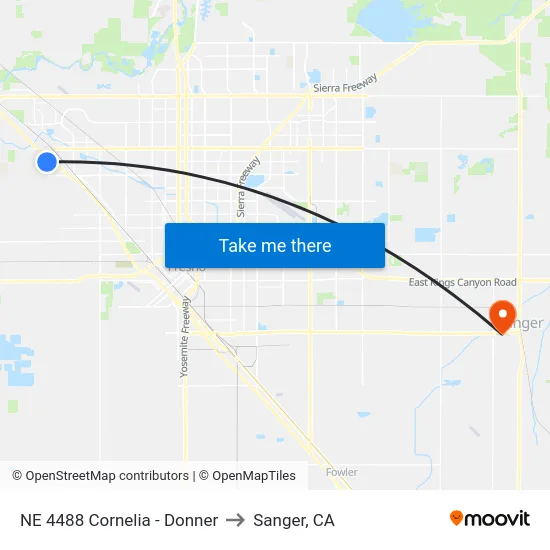 NE 4488 Cornelia - Donner to Sanger, CA map