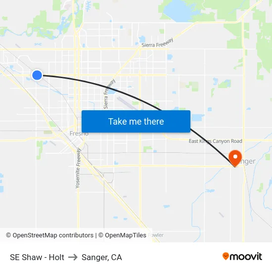 SE Shaw - Holt to Sanger, CA map