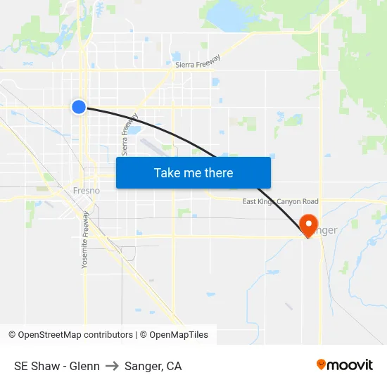 SE Shaw - Glenn to Sanger, CA map