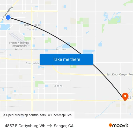 4857 E Gettysburg Wb to Sanger, CA map