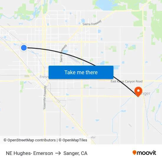 NE Hughes- Emerson to Sanger, CA map