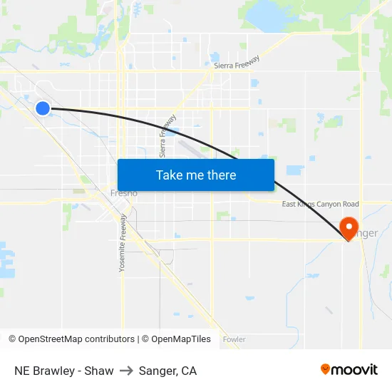 NE Brawley - Shaw to Sanger, CA map