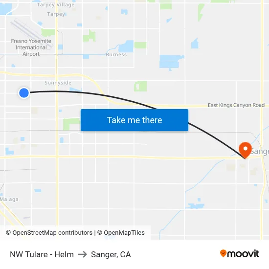 NW Tulare - Helm to Sanger, CA map