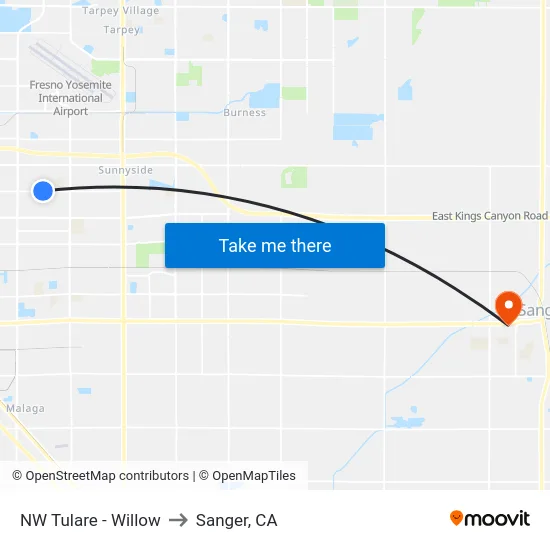NW Tulare - Willow to Sanger, CA map