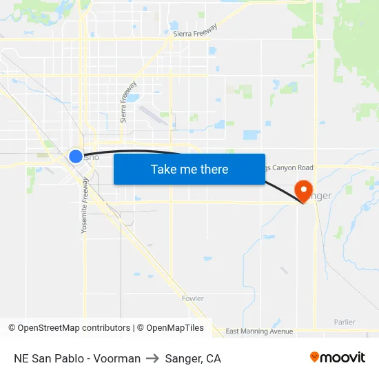 NE San Pablo - Voorman to Sanger, CA map